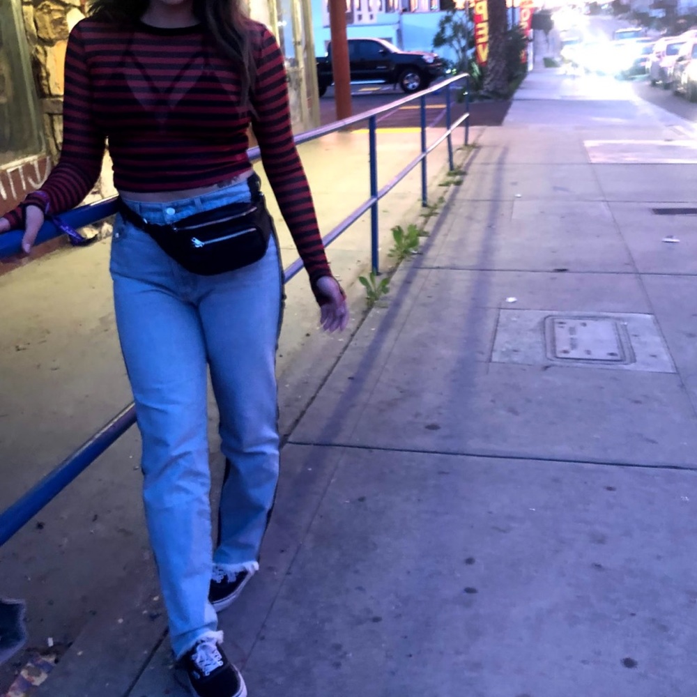 Striped mesh long sleeve